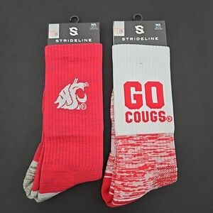 Lot of 2 Washington State Cougars Strideline Full‎ Knit Socks Size M/L New